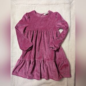 Mini Boden Tiered Velour Dress, Teacup Pink, Size 9-10Y